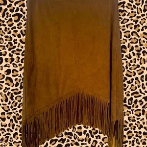 Cinnamon-Brown Fringe Faux Suede Tribal/Western/Boho Skirt! Gorgeous on!💕